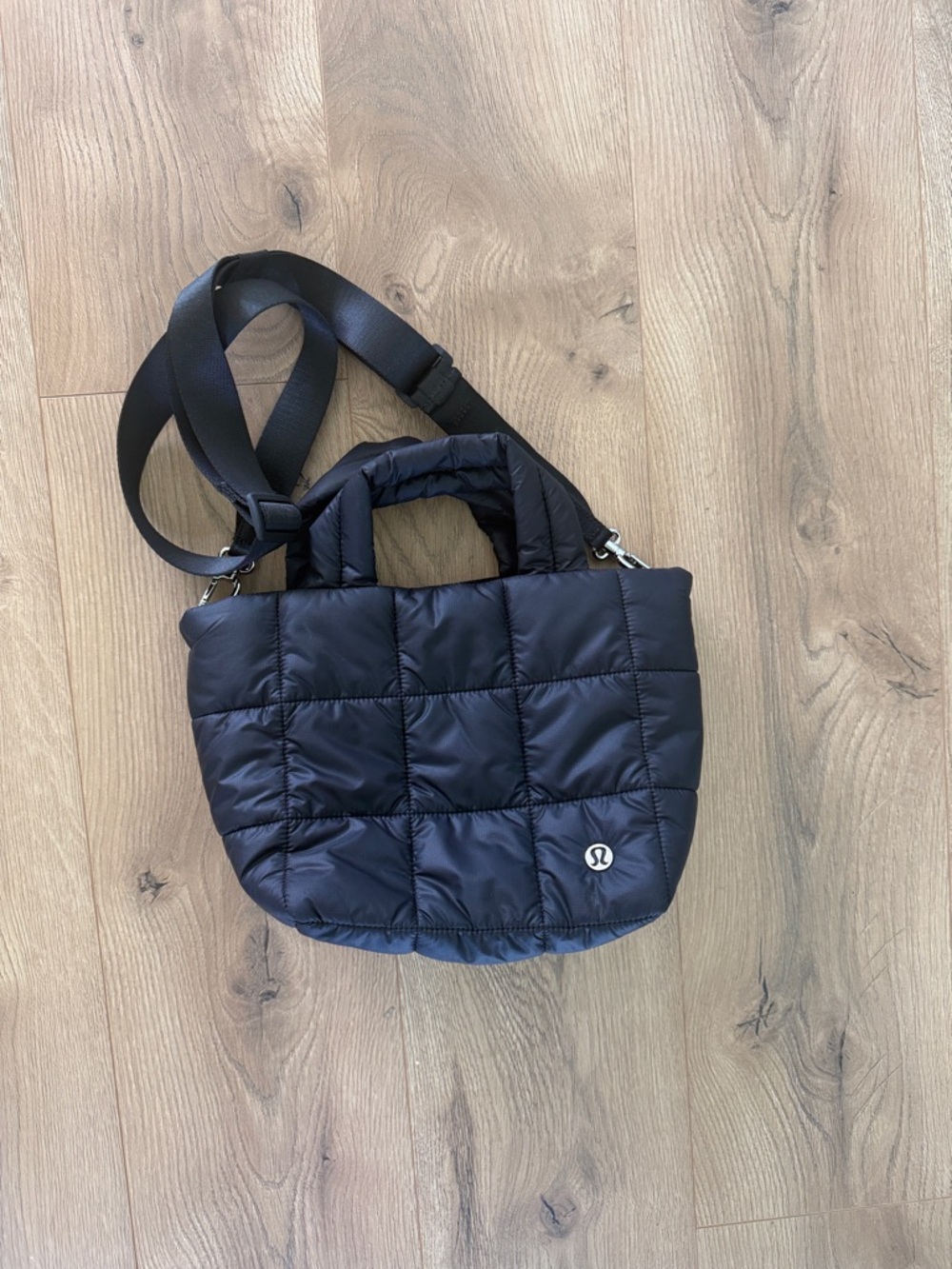 lululemon Black Quilted Puffer Crossbody Tote